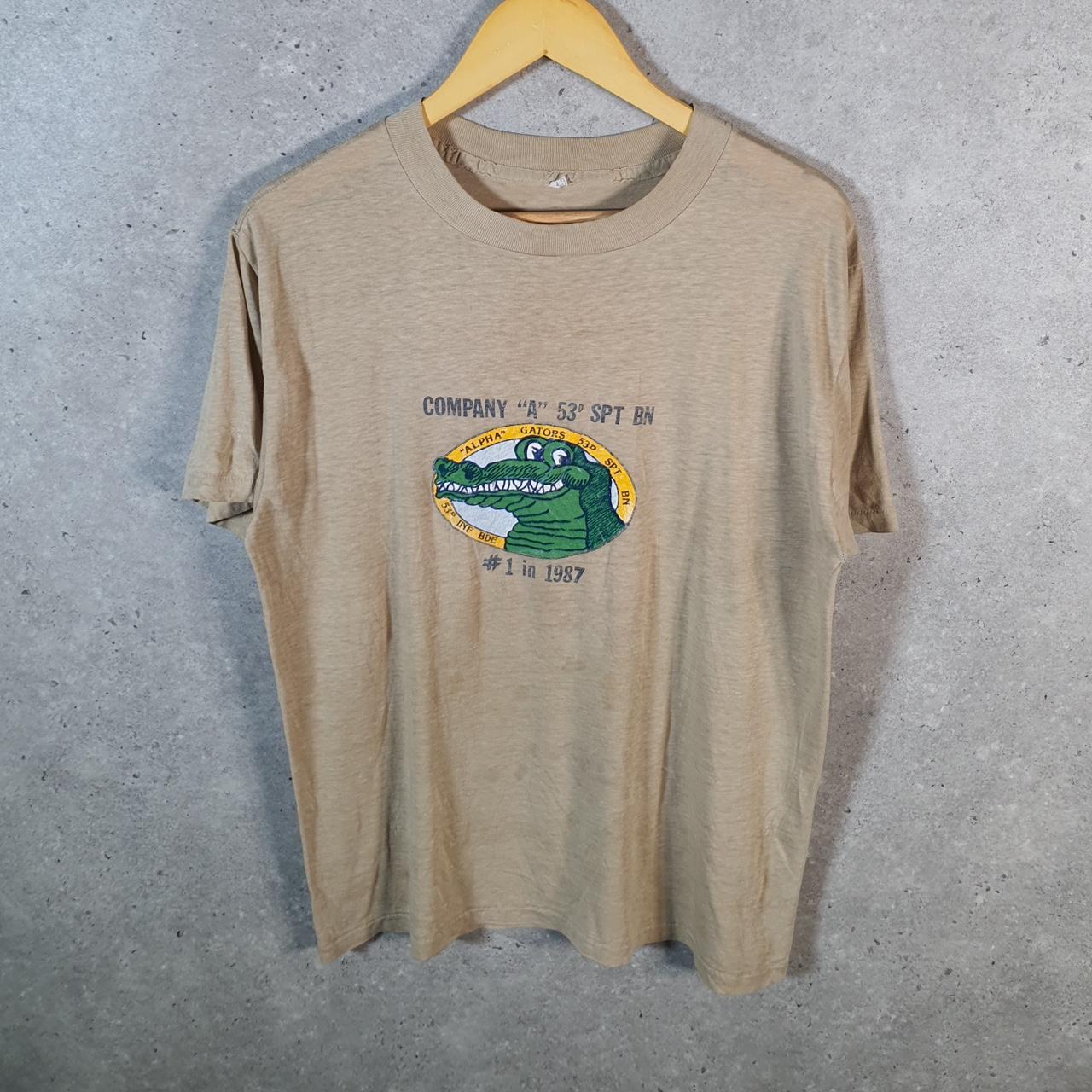 Vintage Lexington Alpha Gator 90s USA Single Stitch T Shirt Men’s Medium Brown