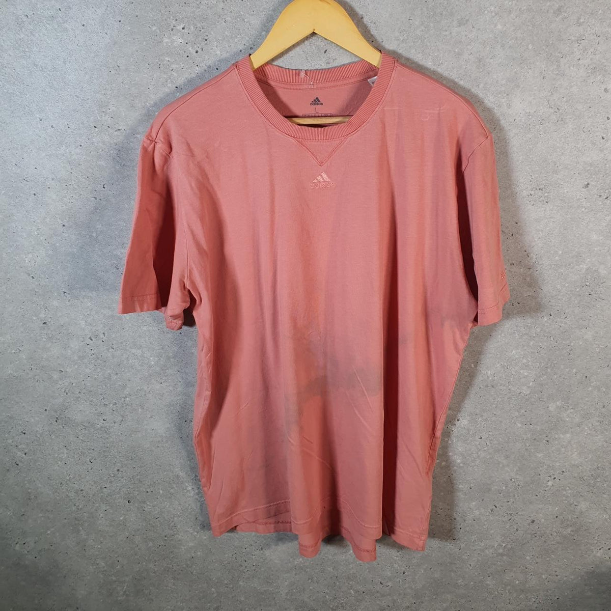 Vintage Adidas Embroidered T Shirt Men’s Large Pink Three Stripes Logo Athletic