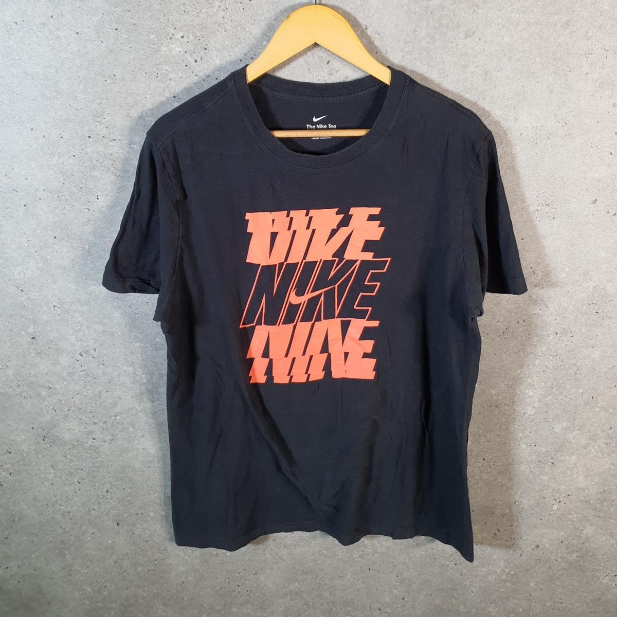 Vintage Nike Spellout Graphic T Shirt Men’s Medium Black Swoosh Athletic