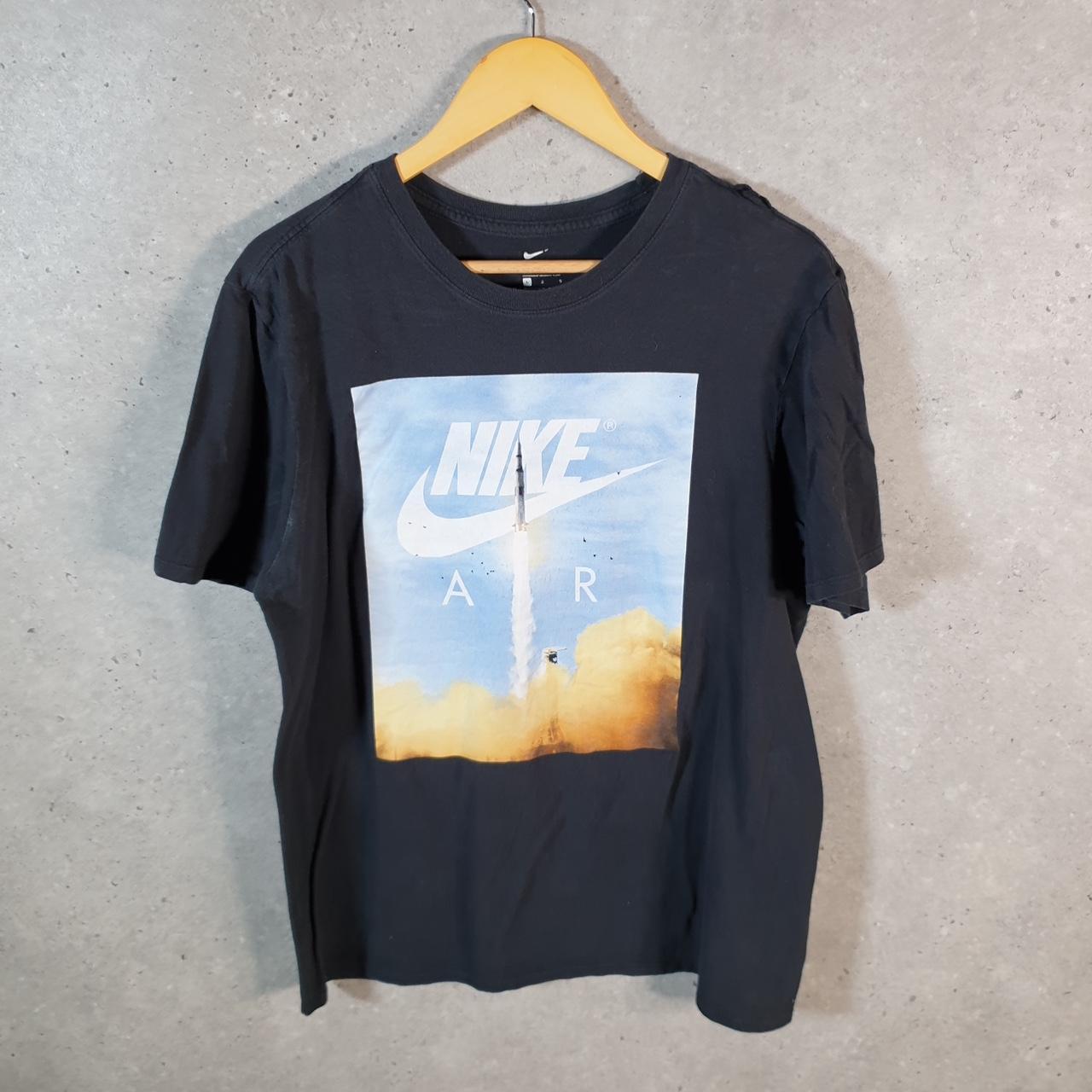 Vintage Nike Air Rocket Spellout T Shirt Men’s Large Black Logo Swoosh Athletic