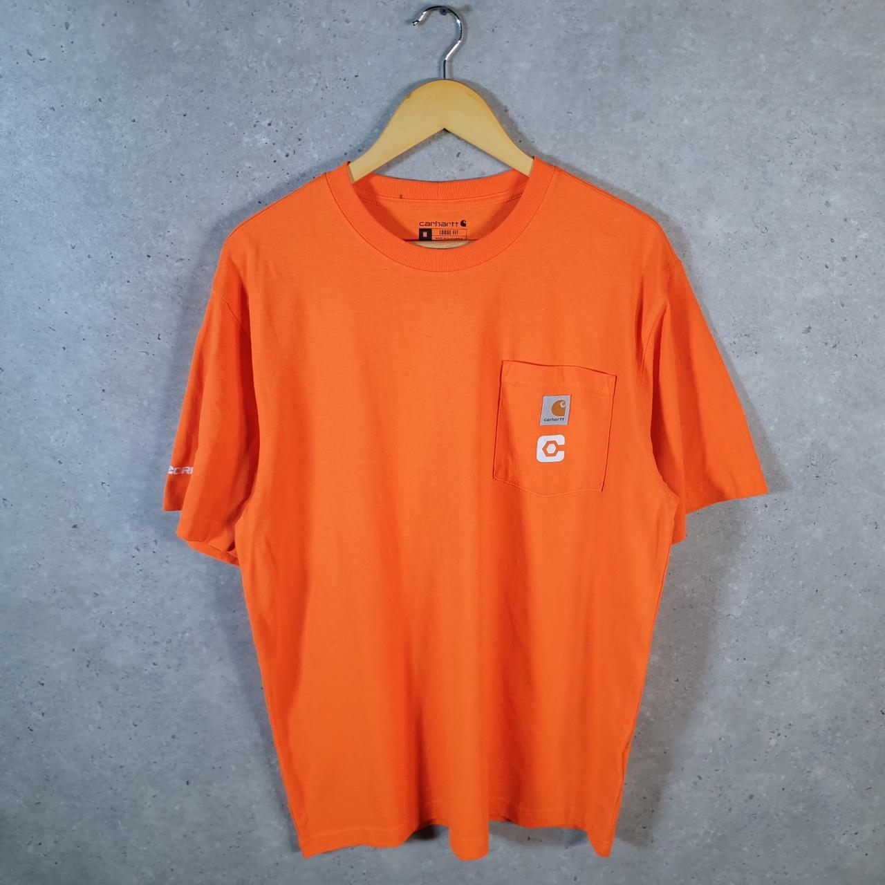 Vintage Carhartt Pocket T Shirt Men’s Medium Orange Workwear Chore Utility Loose Fit C9294