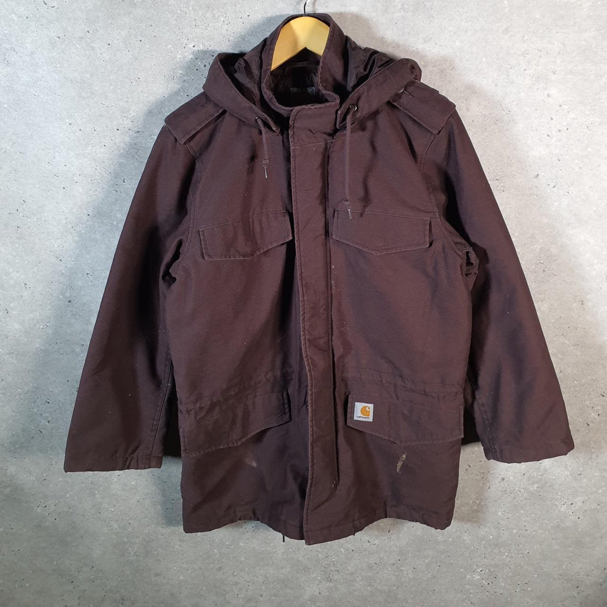 Vintage Carhartt Hickman Parka Jacket Men’s Medium Burgundy Red Canvas USA G2118