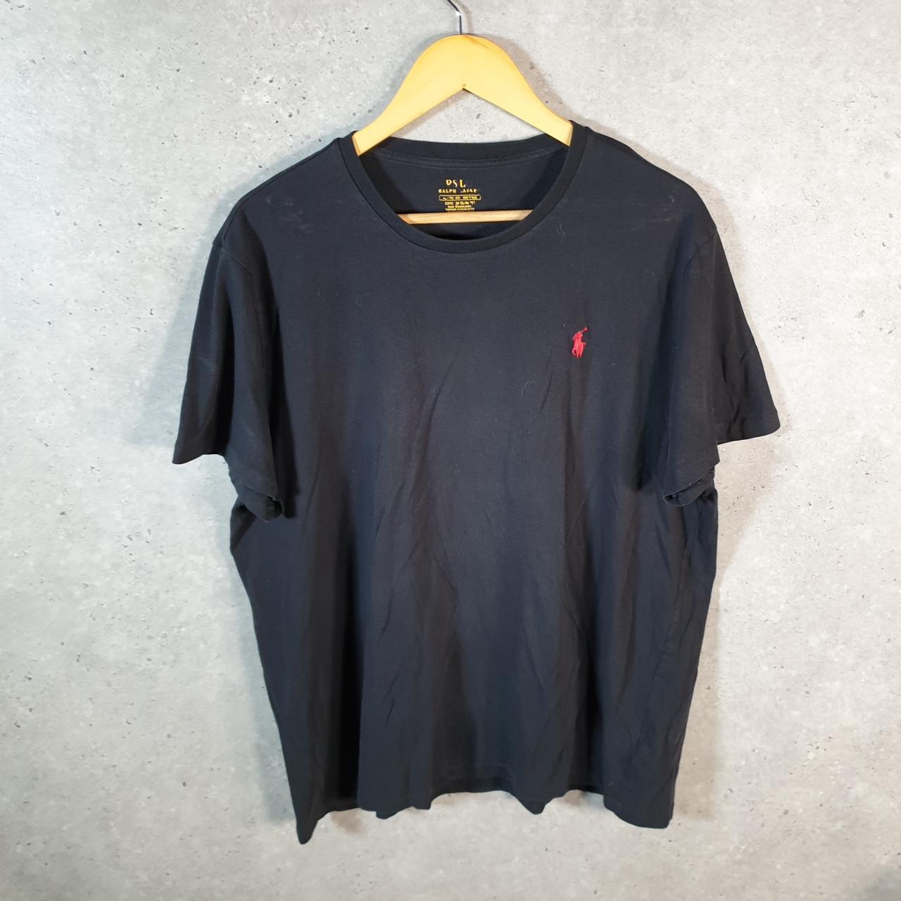 Vintage Ralph Lauren Polo T Shirt Men’s XL Black Embroidered Custom Slim Fit Pony C8610