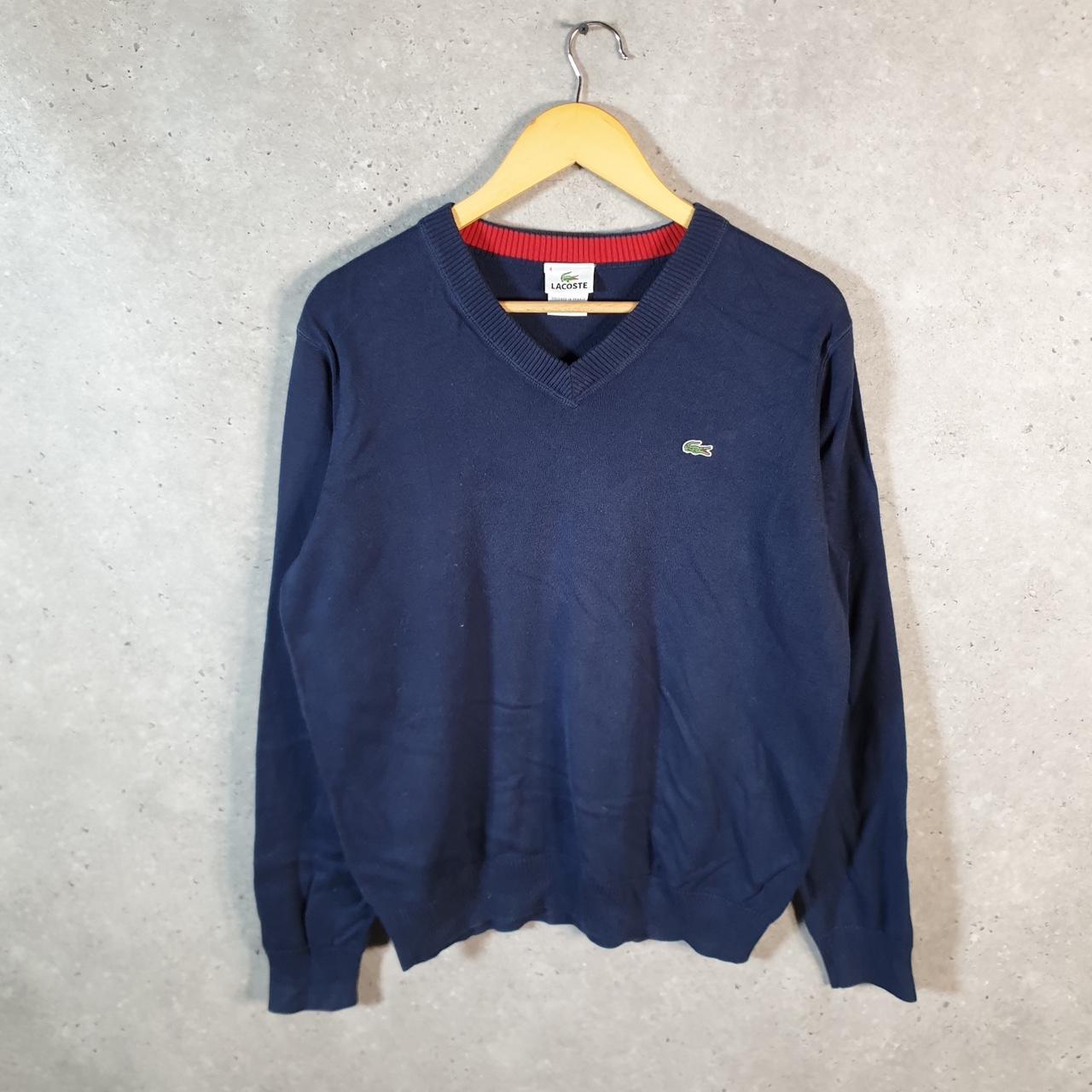 Vintage Lacoste Sweatshirt Men’s Small Navy Blue Pullover Logo Y2K Jumper Logo Casual