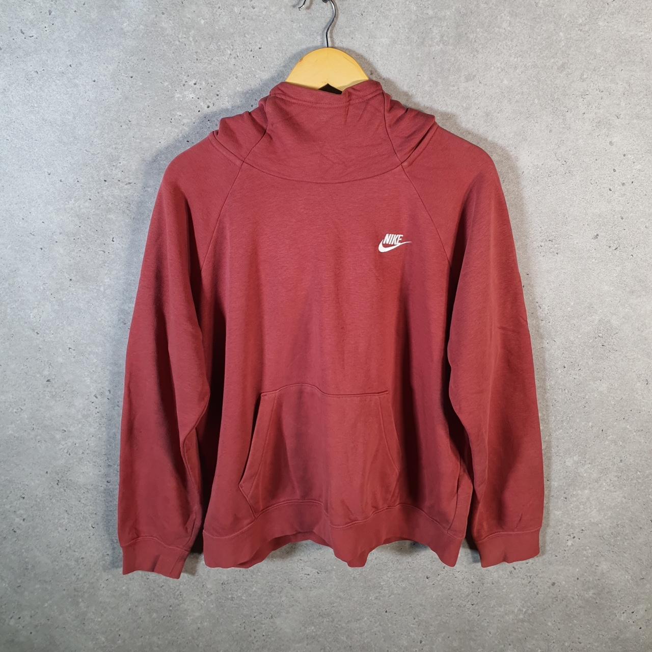 Vintage Nike Club Hoodie Womens Large Burgundy Red Swoosh Y2K Pullover Logo
