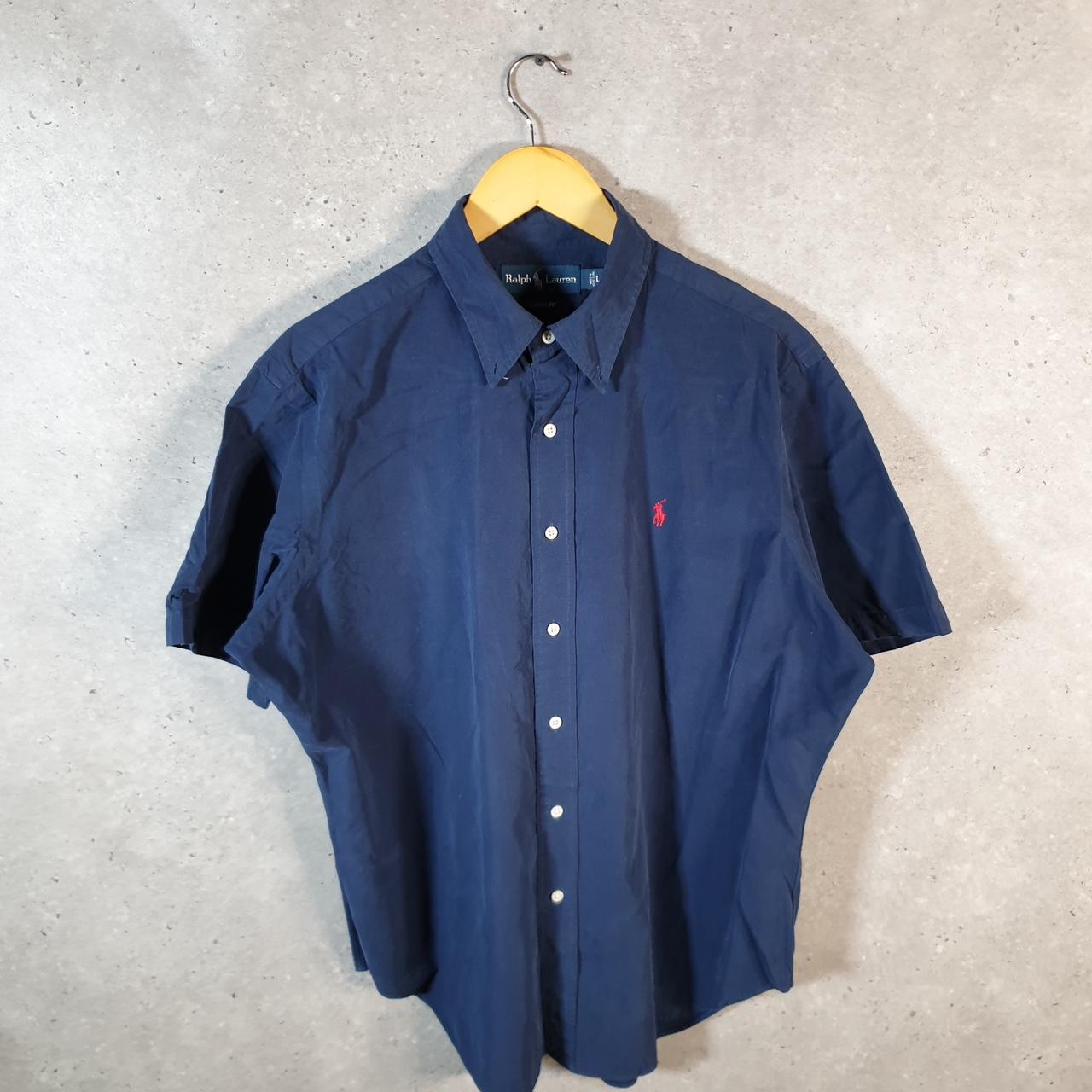 Vintage Ralph Lauren Button Down Shirt Men’s Large Navy Blue Classic Fit Pony Cotton
