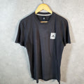 Vintage Adidas Badges T Shirt Men’s Medium Black Three Stripes Logo Athletic