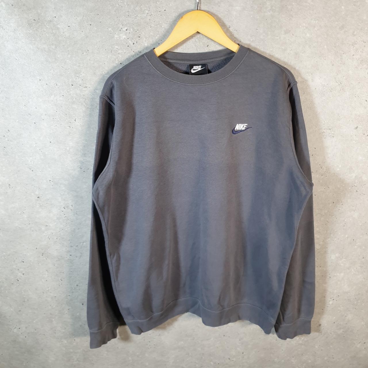 Vintage Nike Club Embroidered Sweatshirt Men’s Large Grey Swoosh Y2K Pullover Logo