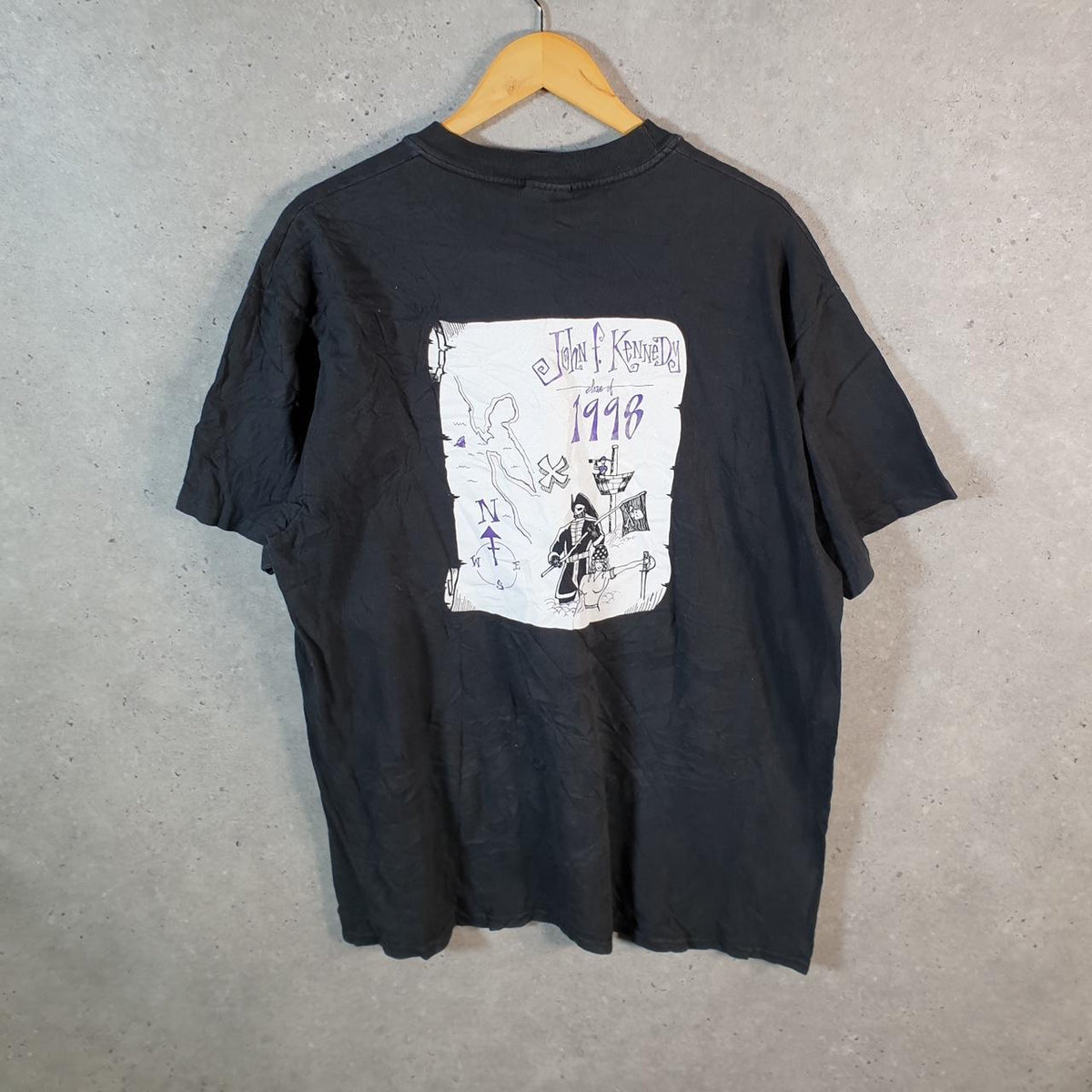 Vintage Hanes John F Kennedy 1998 USA Single Stitch T Shirt Men’s XL Black C8357