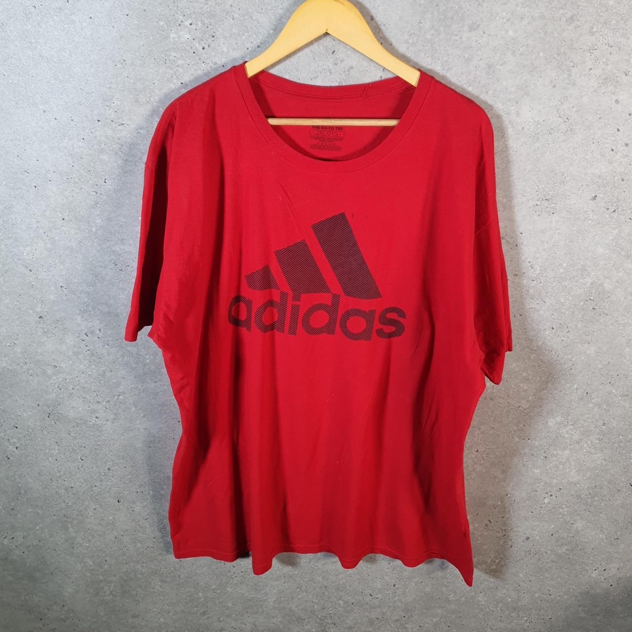 Vintage Adidas Go To Tee T Shirt Men’s 2XL Red Three Stripes Logo Athletic