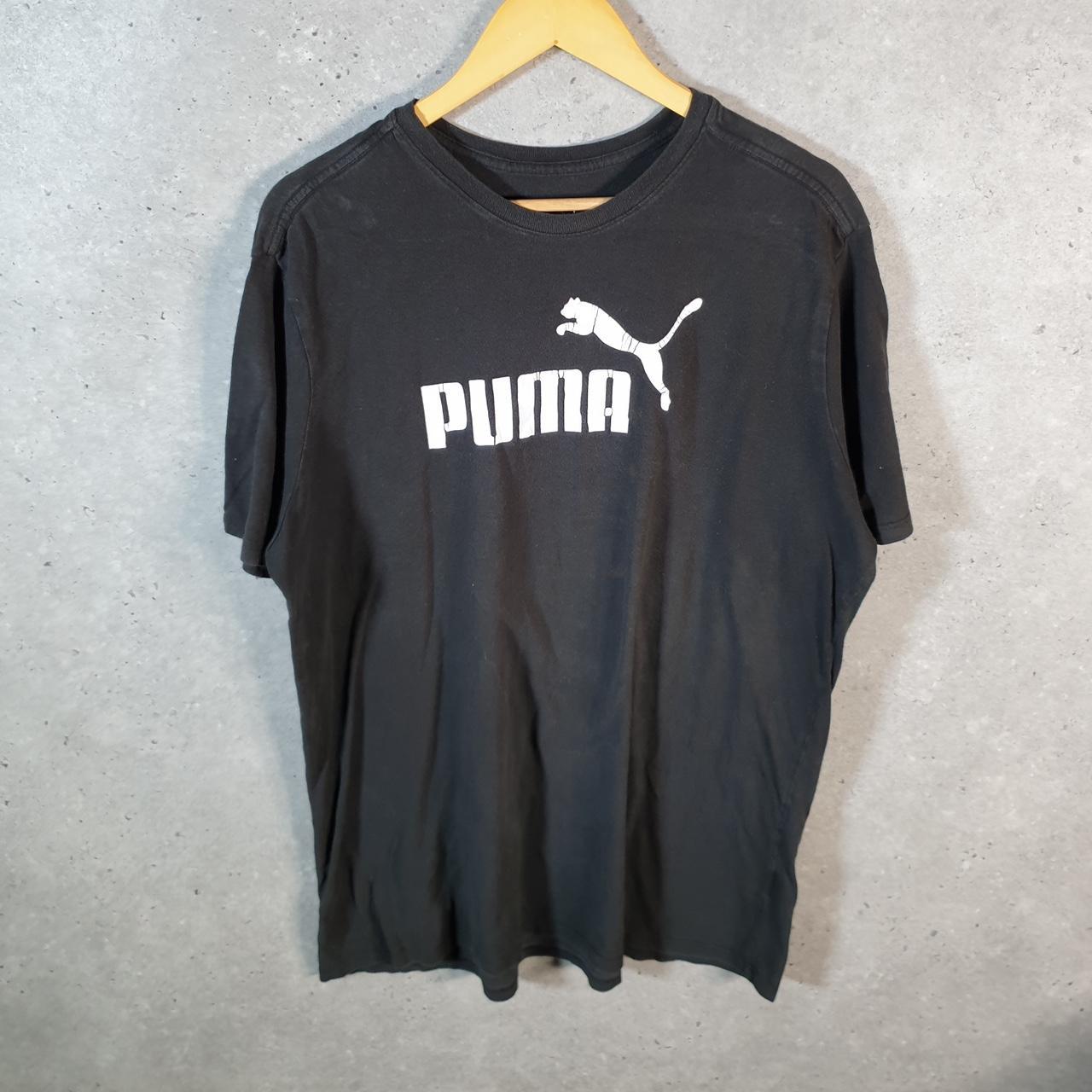 Vintage Puma Spellout T Shirt Mens Large Black sports Logo Athletic