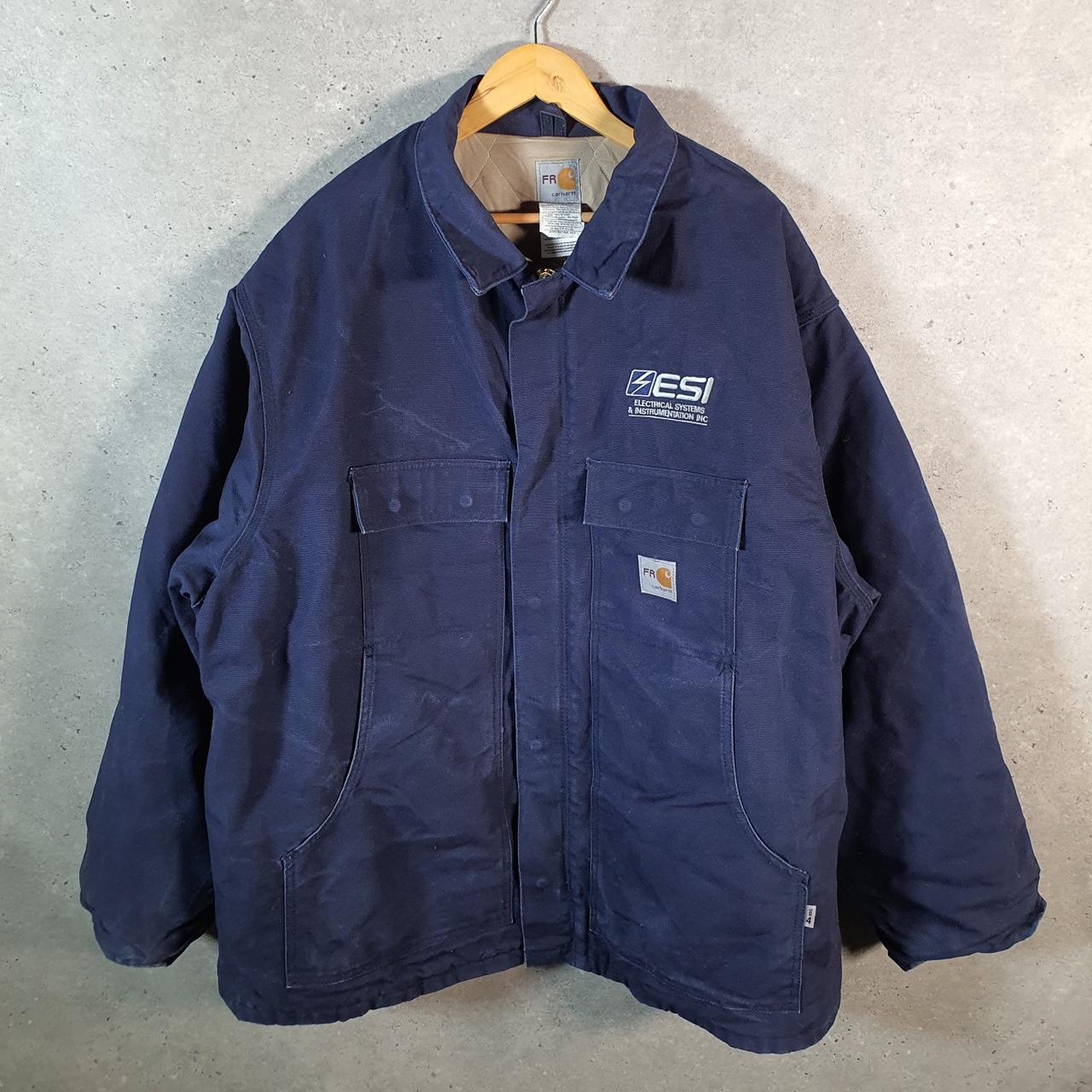 Vintage Carhartt FR Work Duck Lined Jacket Men’s 3XL Blue Workwear Canvas USA G2105