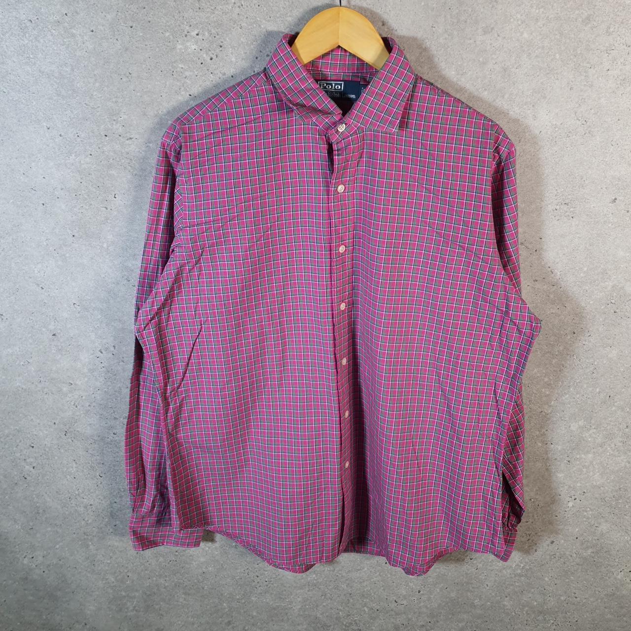 Vintage Ralph Lauren Button Down Shirt Men’s Large Pink Checkered Cotton