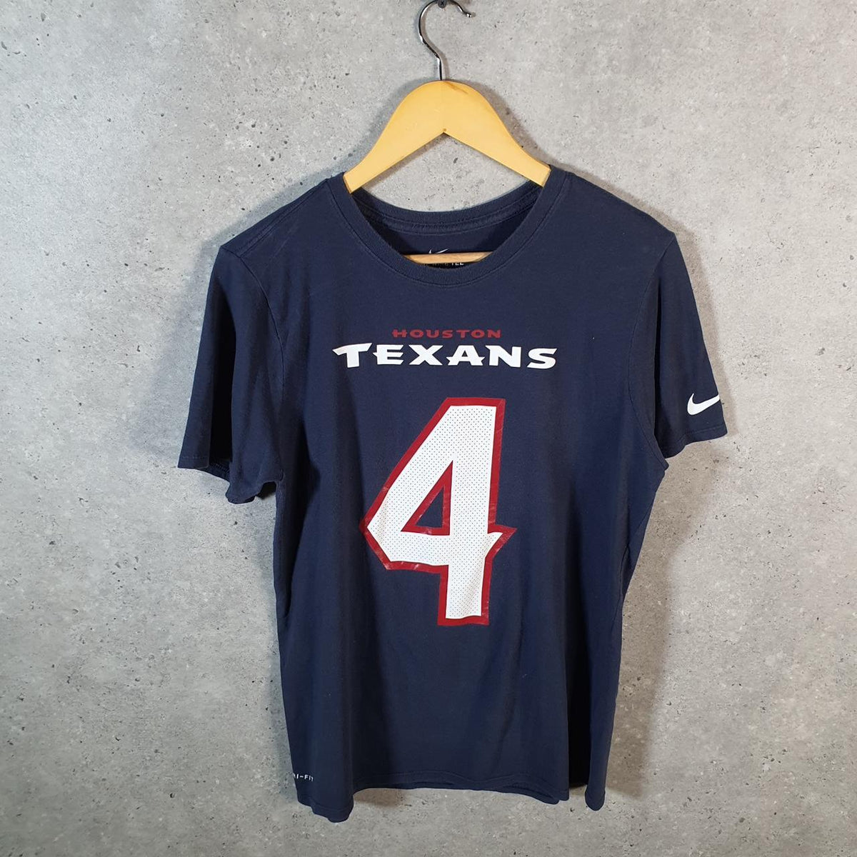 Vintage Nike Dri Fit Houston Texans Watson 4 T Shirt Men’s Medium USA Blue Swoosh Athletic