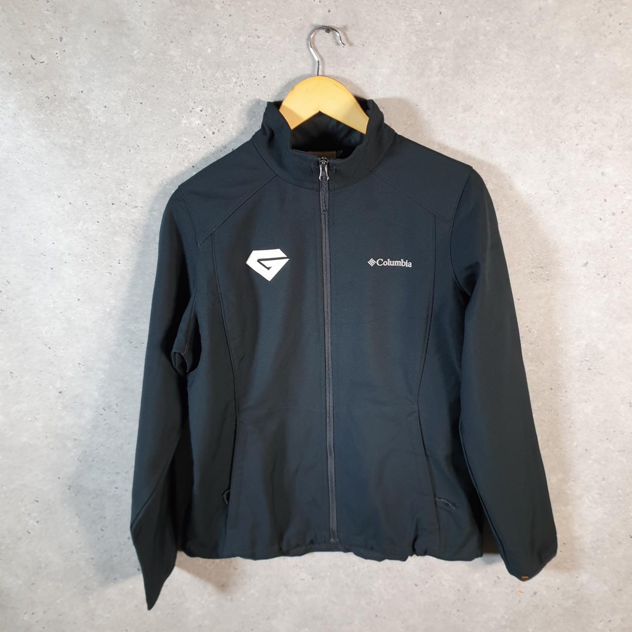 Vintage Columbia Windbreaker Track Jacket Womens Medium Black USA Athletic