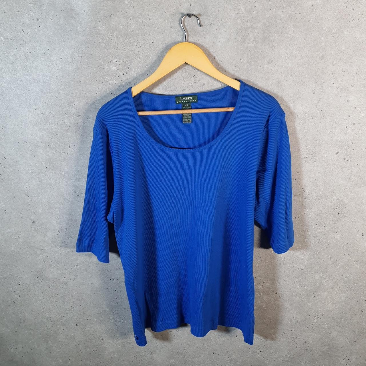 Vintage Ralph Lauren Polo Knit Sweater Womens 2XL Blue Cotton Pullover