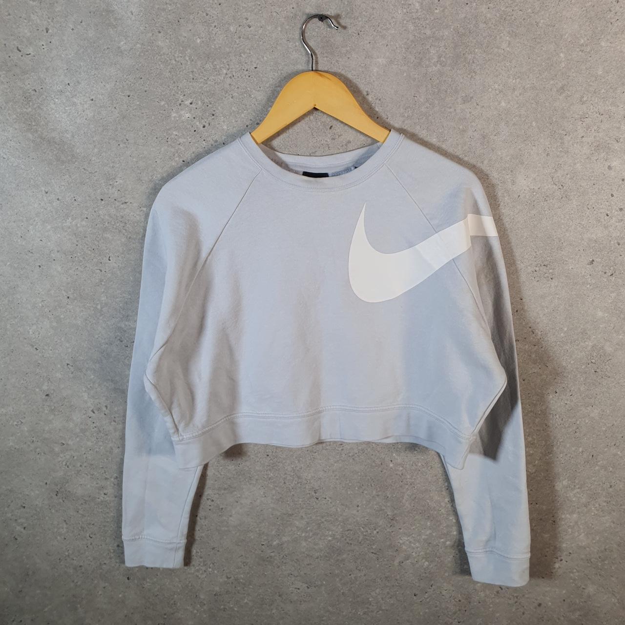Vintage Nike Dri Fit Cropped Sweatshirt Womens Small Blue Swoosh Y2K Pullover Logo