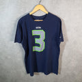 Vintage Nike NFL Seattle Seahwaks Wilson 3 T Shirt Shirt Men’s Large Blue Logo Athletic C9722