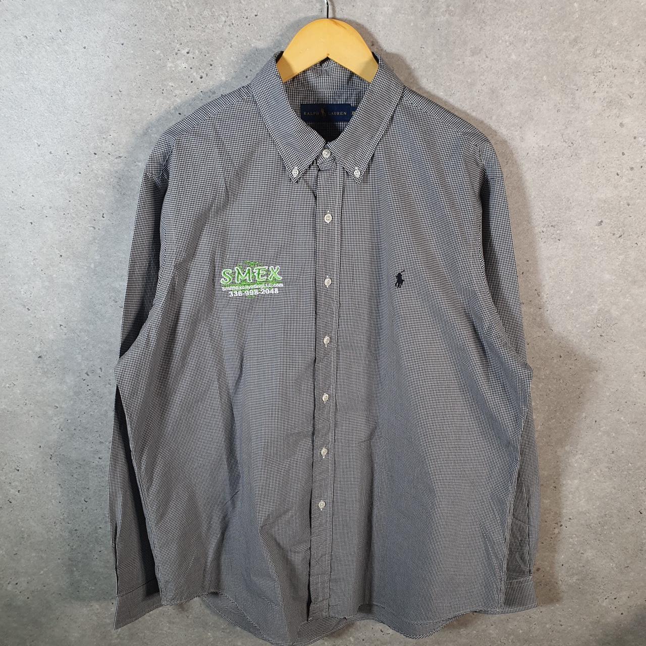 Vintage Ralph Lauren Button Down Shirt Men’s XL Grey Checkered Classic Fit Cotton Pony