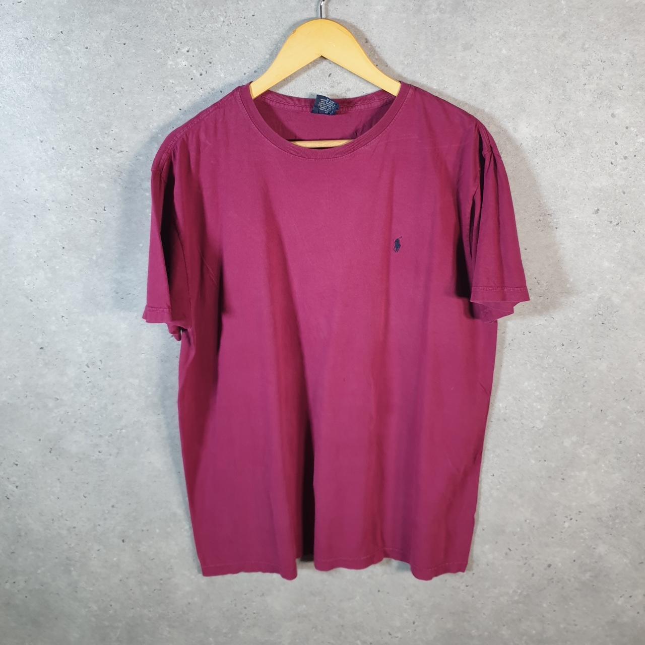 Vintage Ralph Lauren Polo T Shirt Men’s Medium Burgundy Embroidered Custom Fit Pony C9048