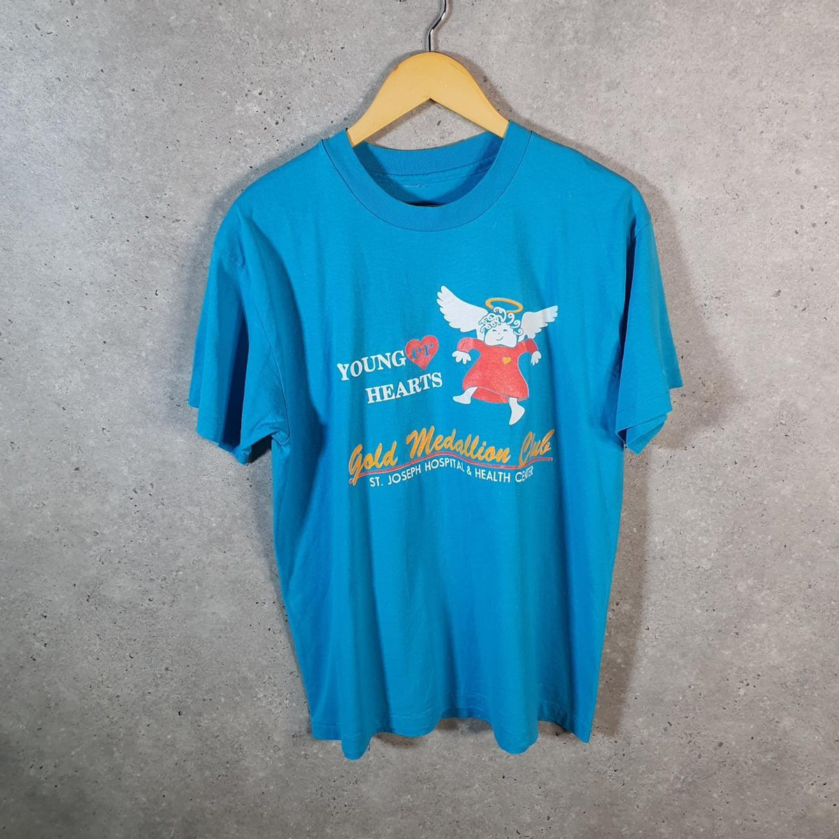 Vintage Young Hearts St Joseph Hospital USA 90s Single Stitch T Shirt Men’s Small Blue C9262
