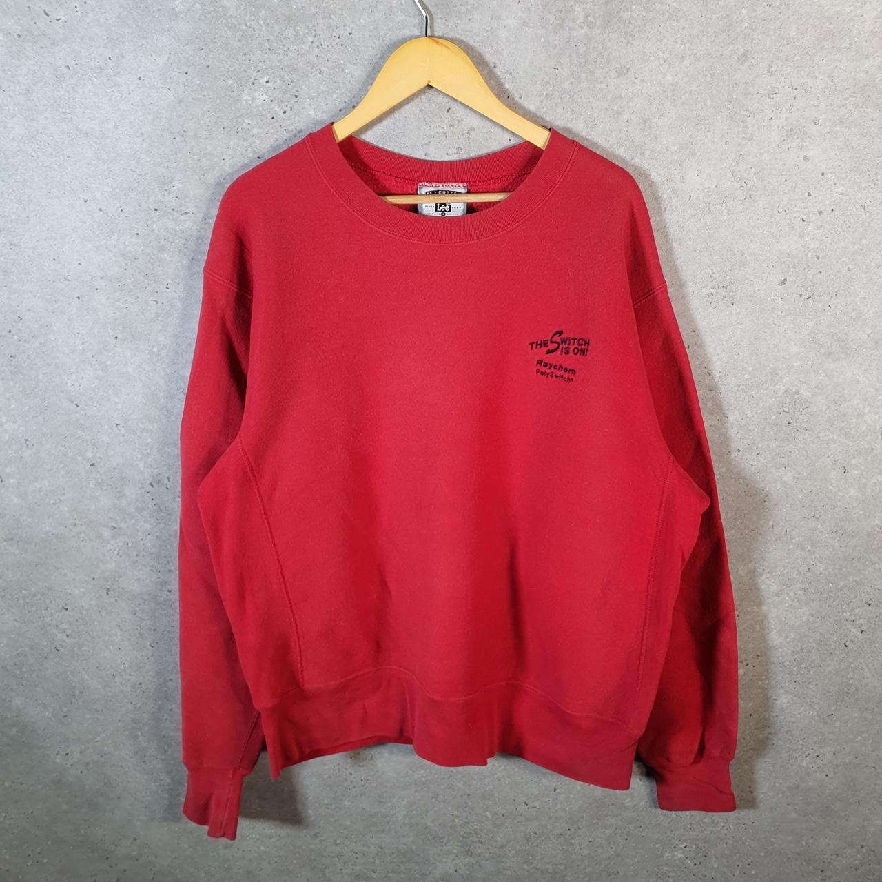 Vintage Lee Crossgrain Sweatshirt Men’s XL Red USA Raychem Polyswitch Embroidered
