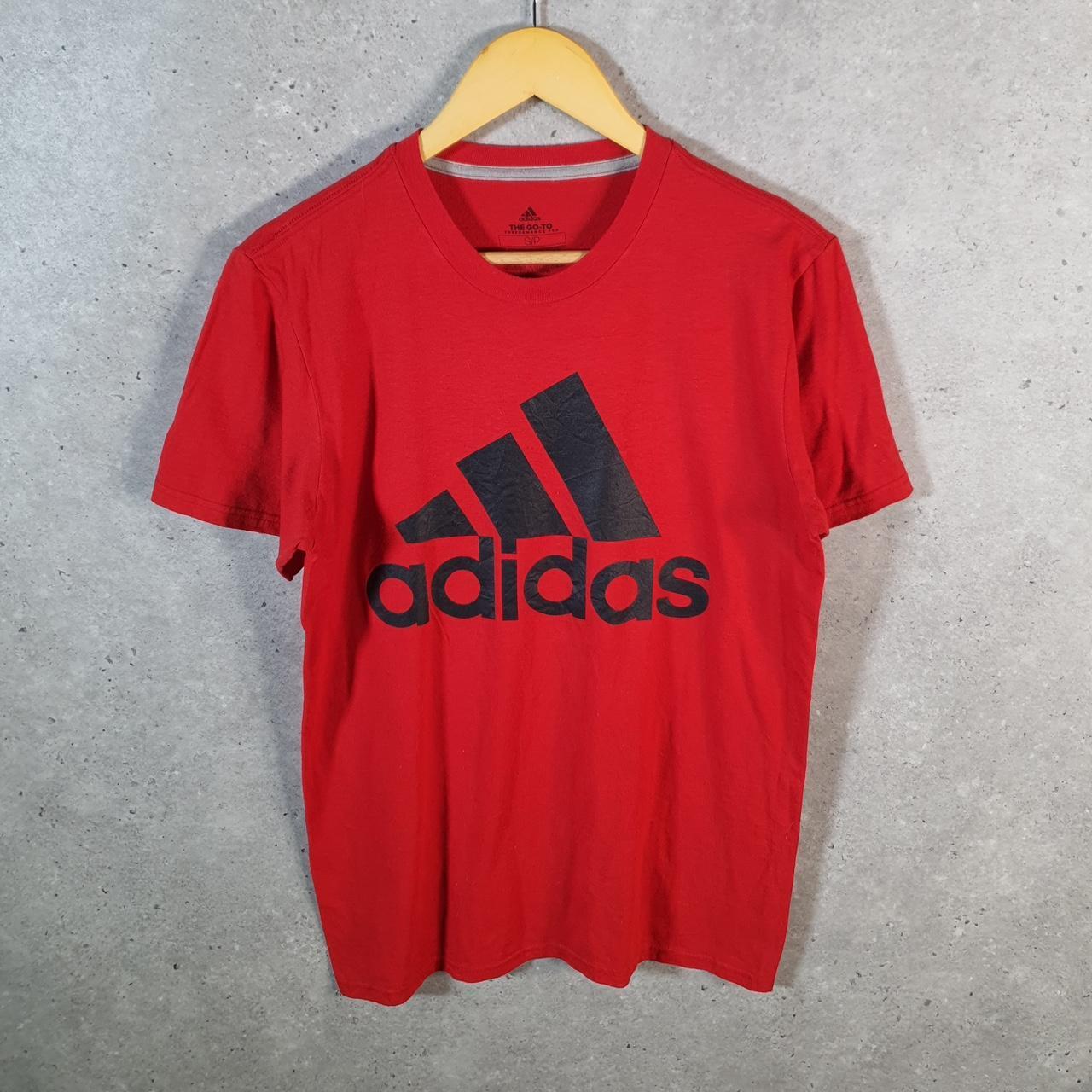 Vintage Adidas Go To Performance T Shirt Men’s Small Red Three Stripes Logo Athletic