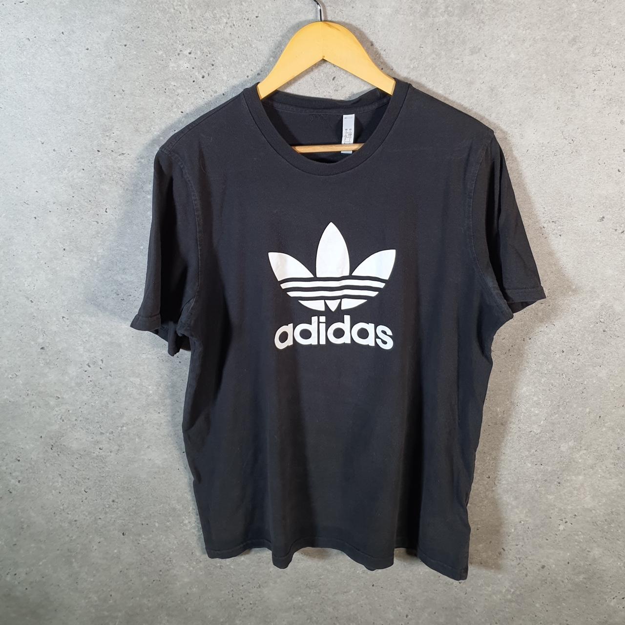 Vintage Adidas Trefoil Retro T Shirt Mens Large Black Three Stripes Logo Athletic