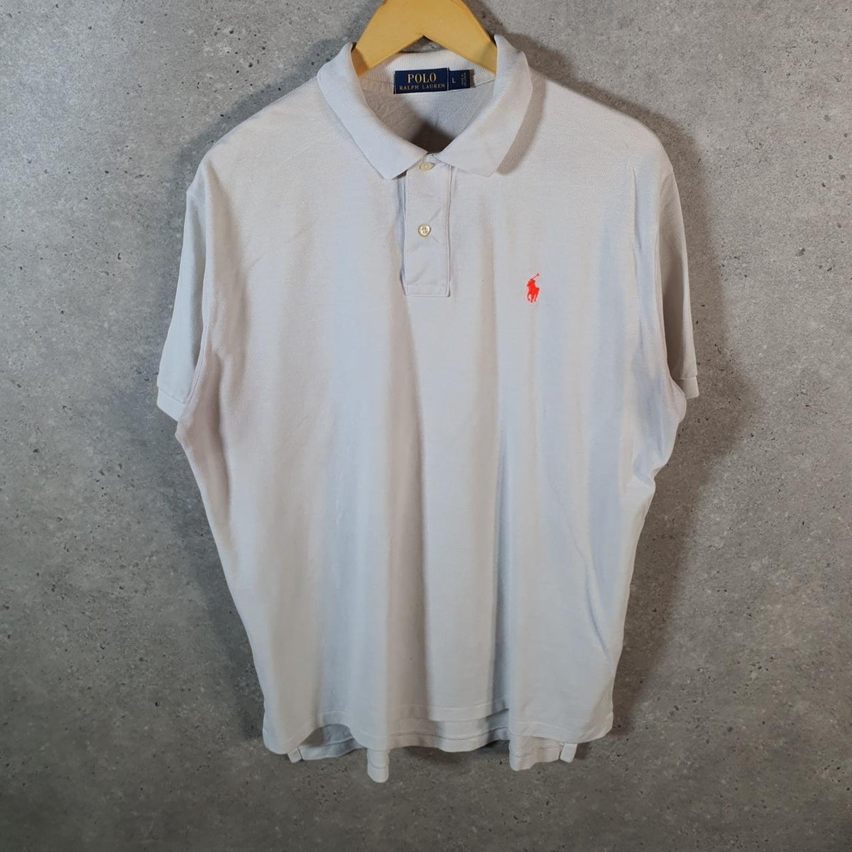 Vintage Ralph Lauren Polo Shirt Mens Large White Casual Cotton Embroidered Pony