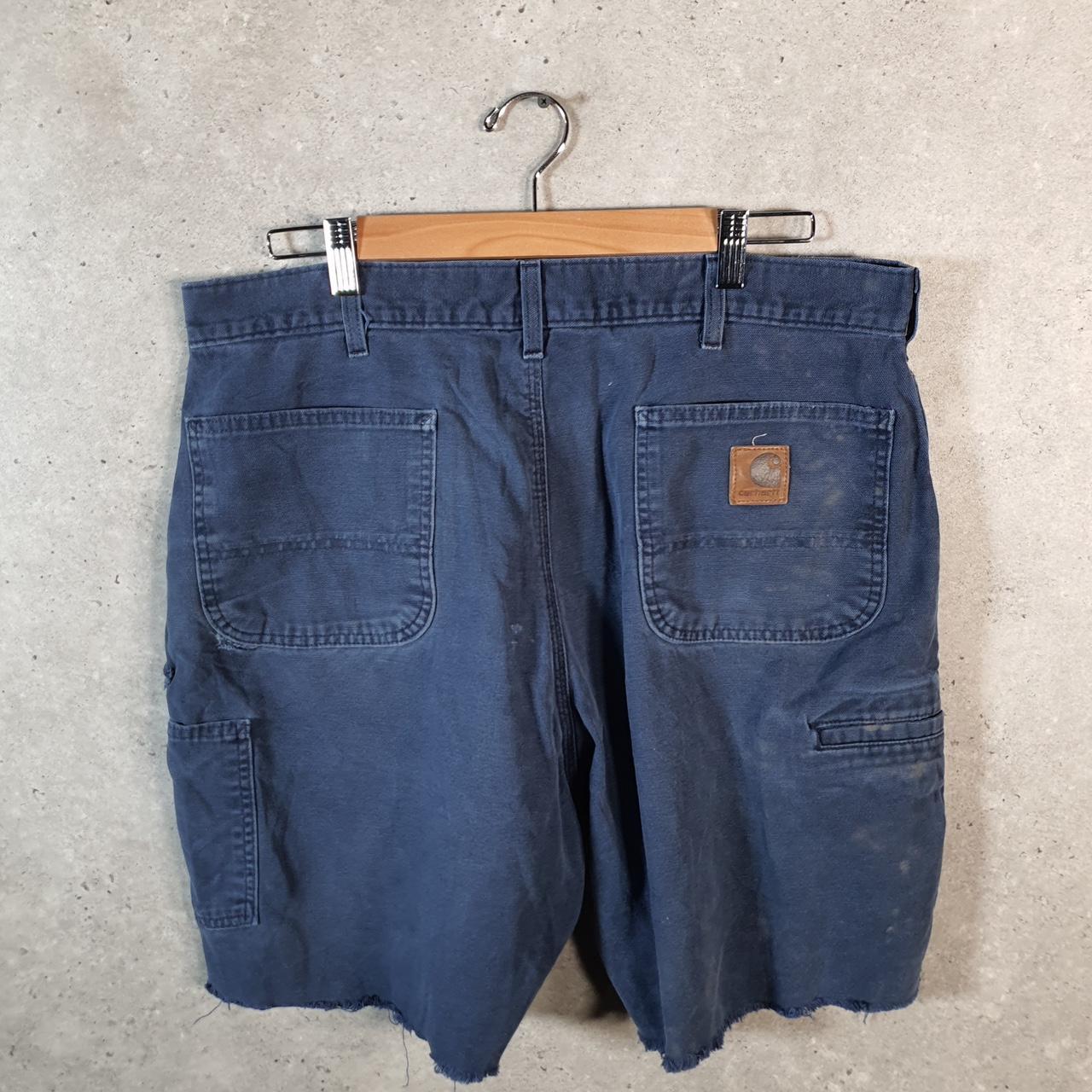 Vintage Carhartt Baggy Carpenter Shorts Jorts Cargo Men’s W38 Navy Blue Relaxed Fit Workwear Big Fish Vintage