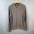 Vintage Eddie Bauer Knit Sweater Men’s Large Beige Y2K Pullover Button Up