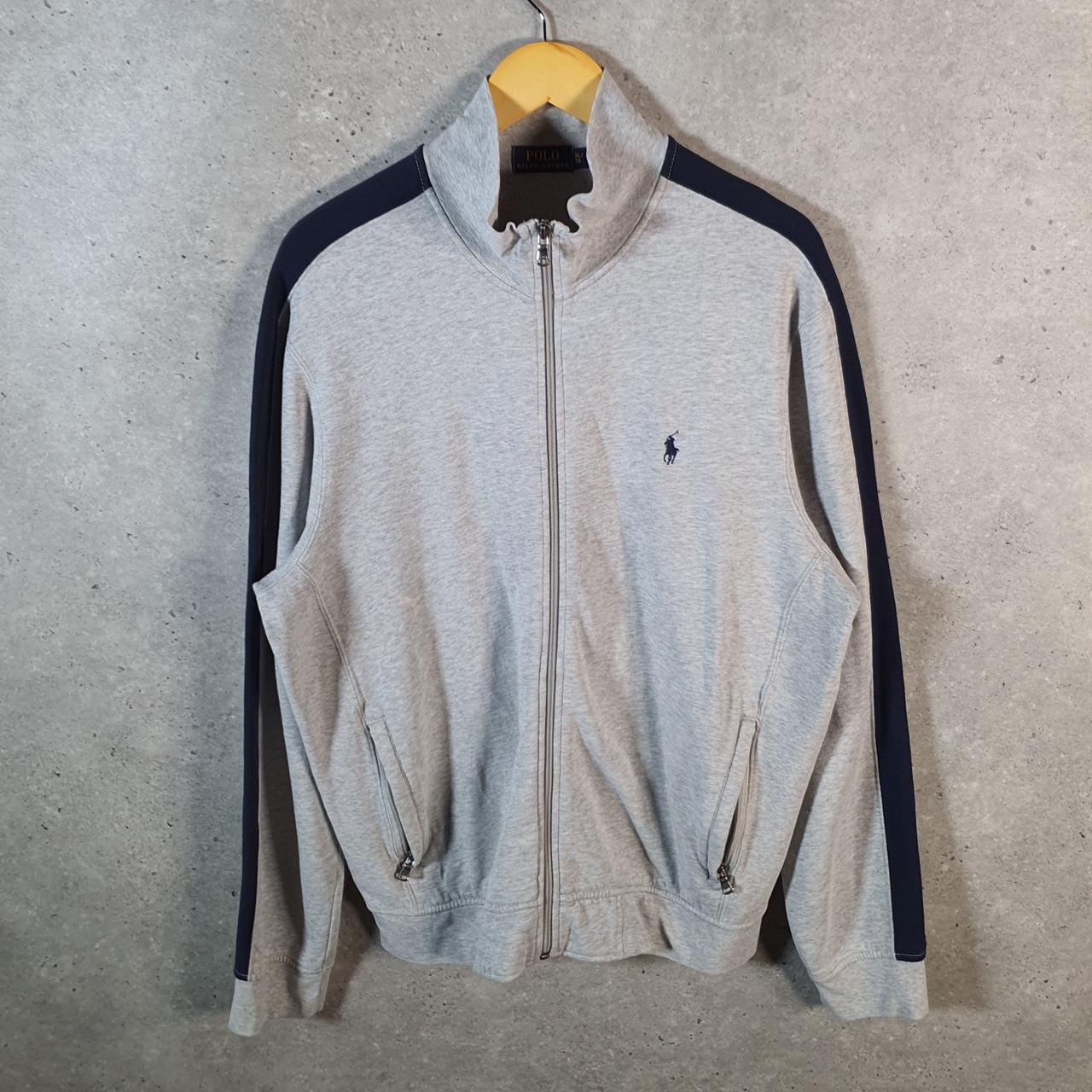 Vintage Ralph Lauren Polo Sweatshirt Men’s XL Grey Cotton Full Zip Pony