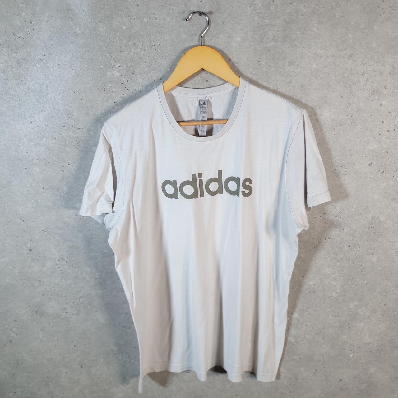 Vintage Adidas Spellout T Shirt Shirt Men’s Medium White Three Stripes Logo Athletic C9699