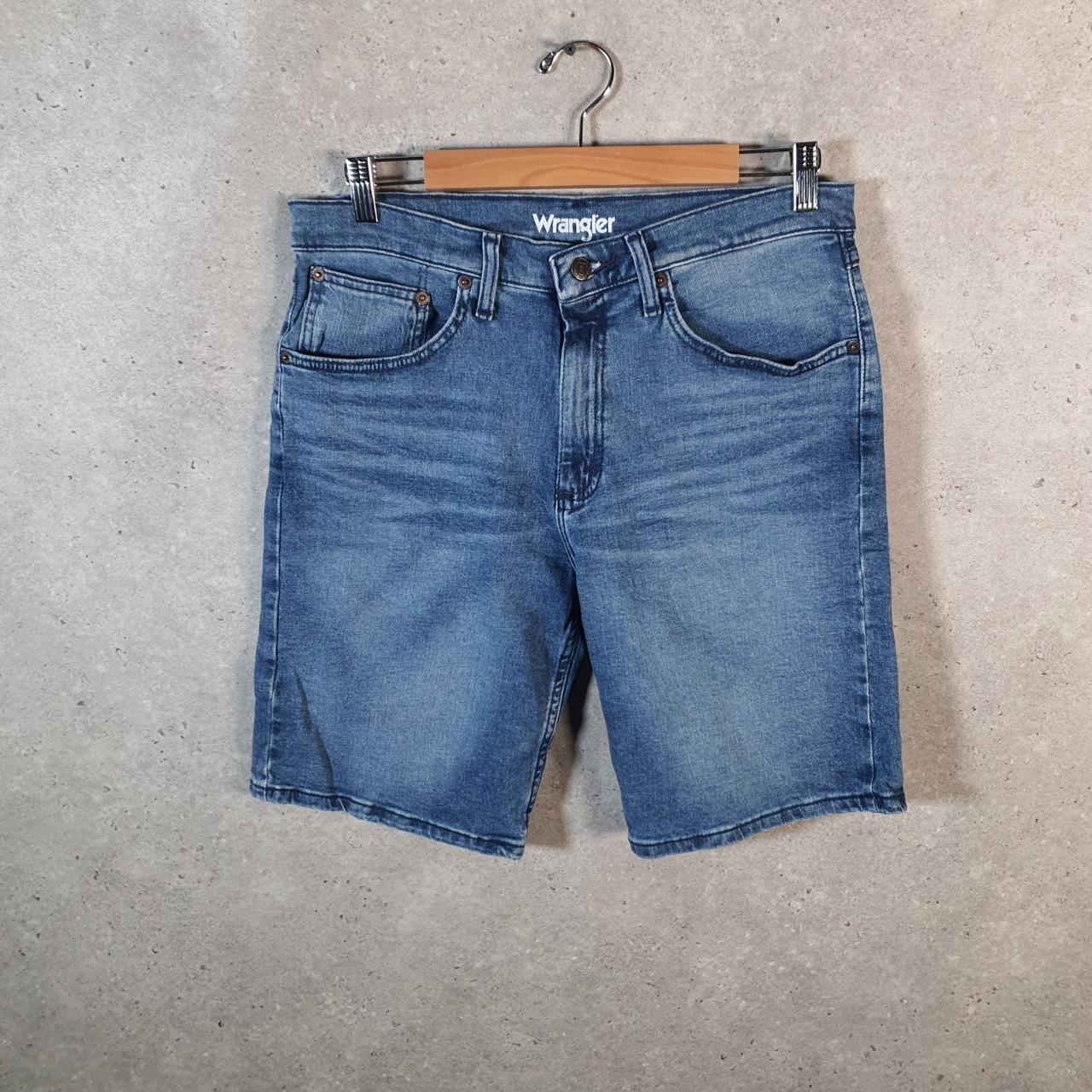 Vintage Wrangler Denim Shorts Jorts Cargo Men’s W32 Relaxed Blue Baggy Cotton