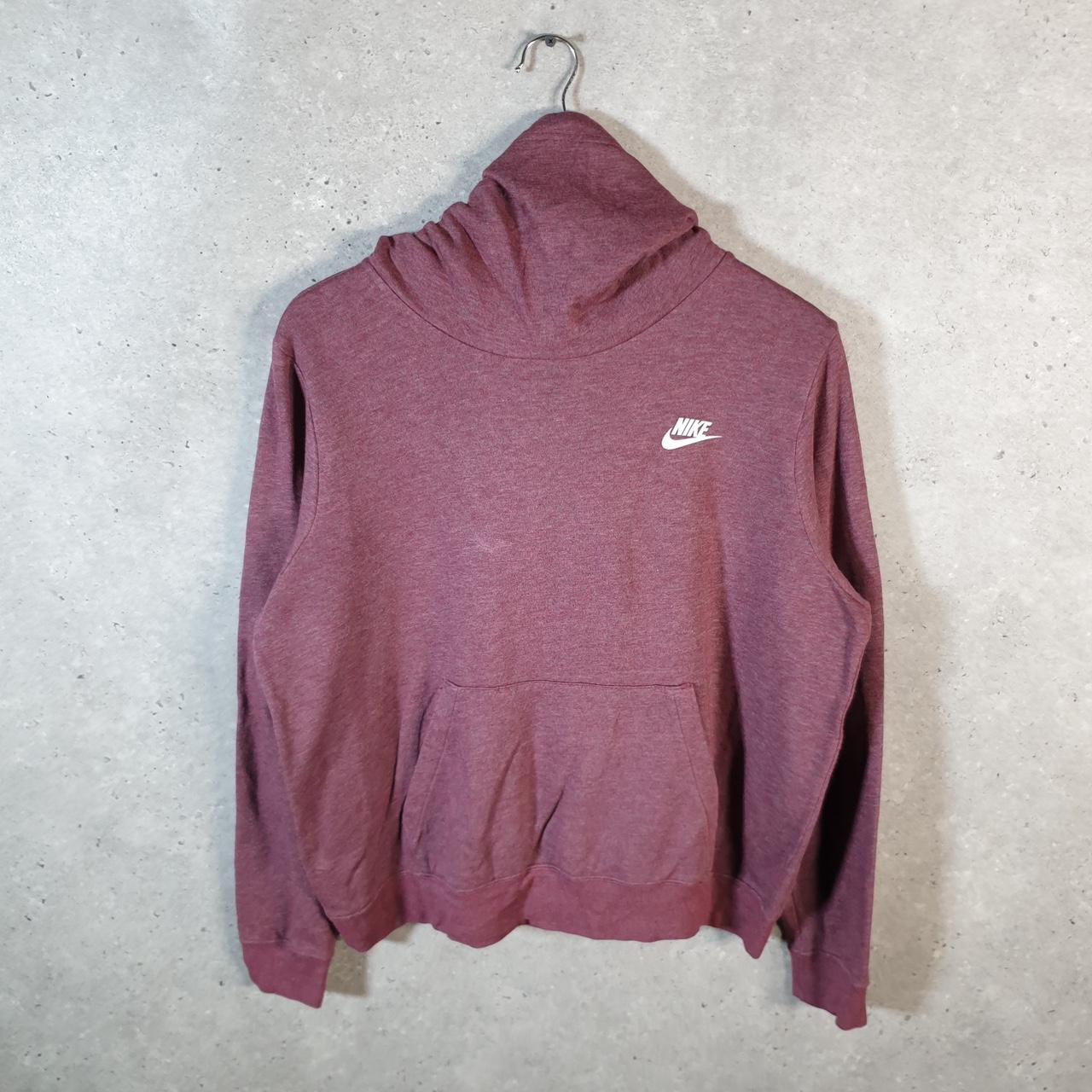 Vintage Nike Club Spellout Hoodie Womens Large Burgundy Swoosh Y2K Pullover