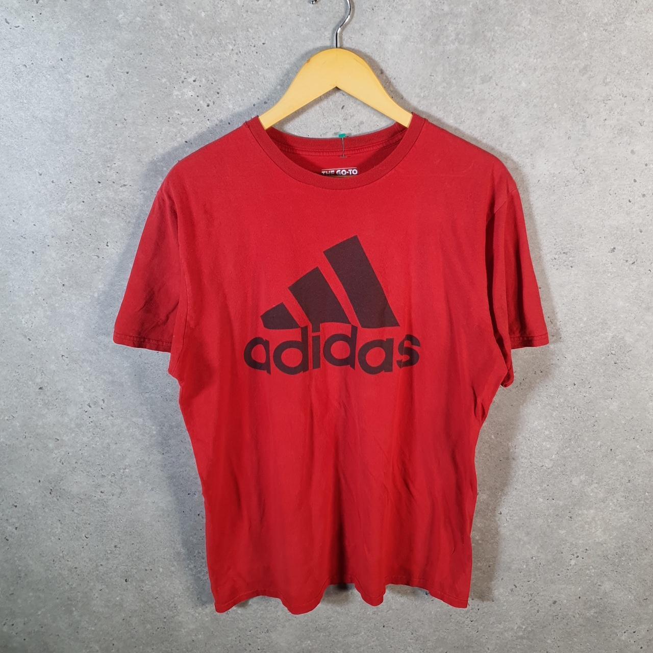 Vintage Adidas Go To Tee T Shirt Men’s Large Red Three Stripes Logo