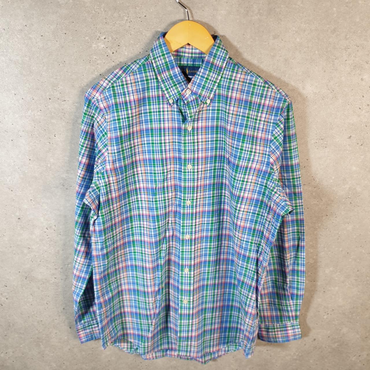Vintage Ralph Lauren Button Down Shirt Men’s Medium Checkered Classic Fit Pony Cotton