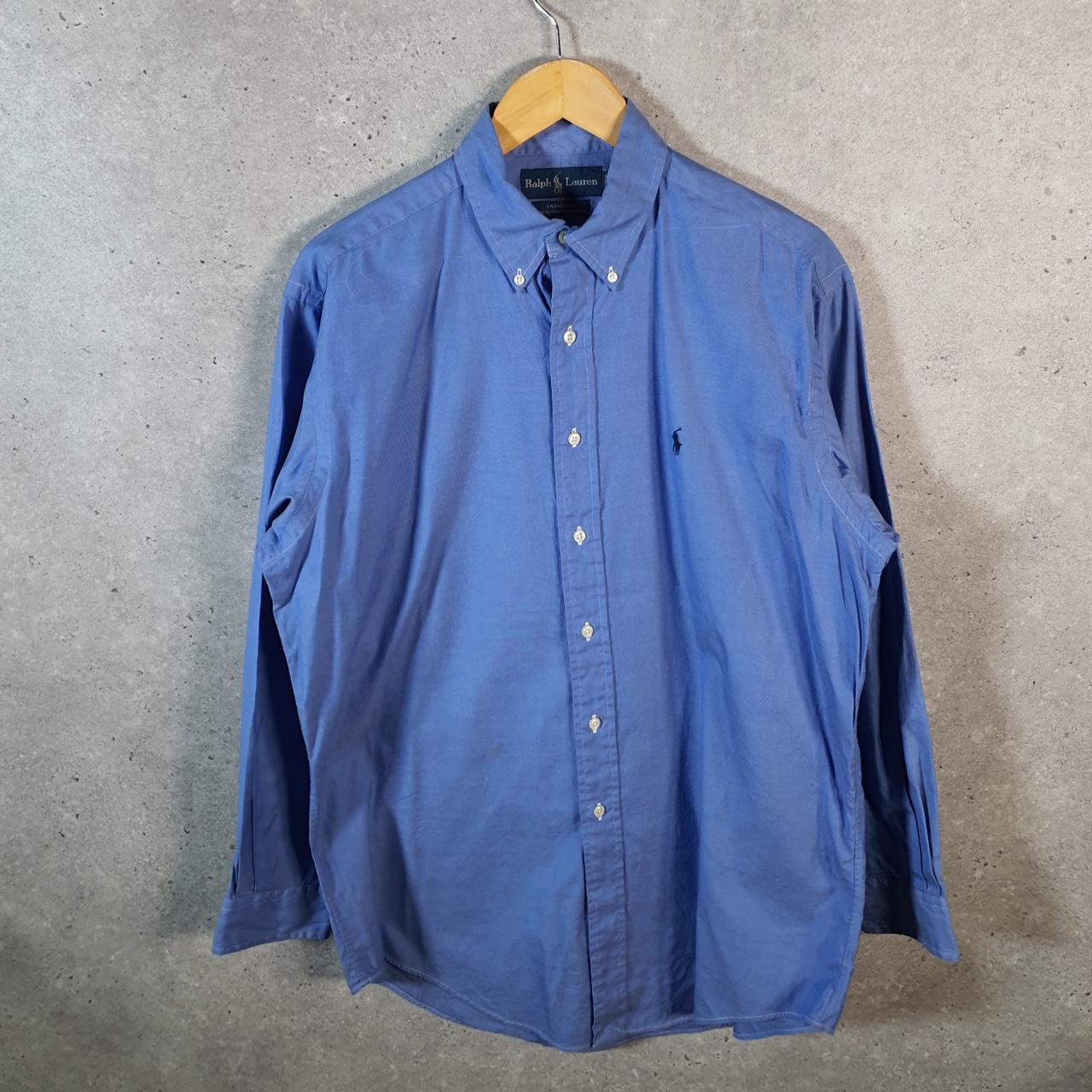 Vintage Ralph Lauren Button Down Shirt Men’s Large Blue Yarmouth Fit Cotton Pony Big Fish Vintage