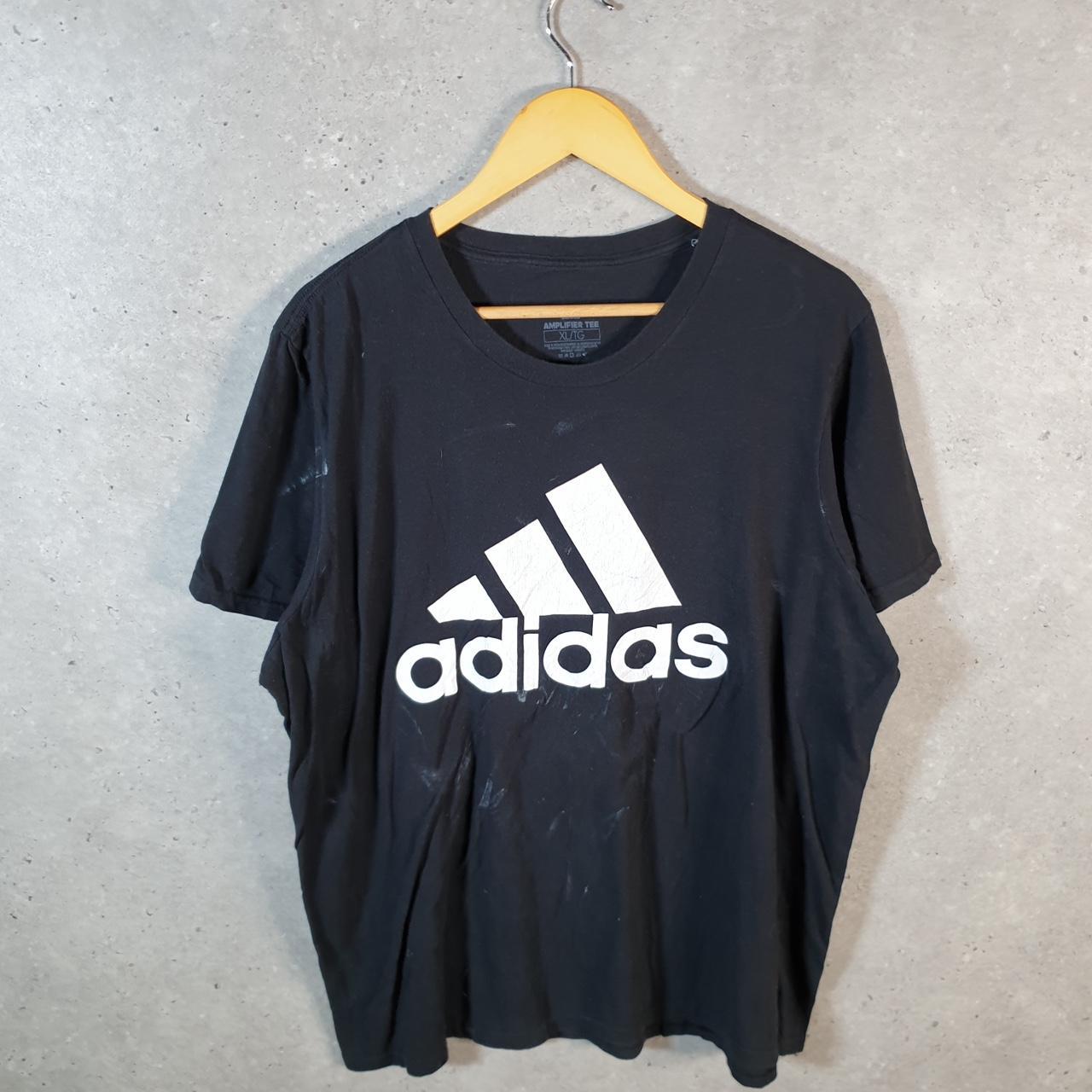 Vintage Adidas Amplifier Spellout T Shirt Men’s XL Black Three Stripes Logo Athletic