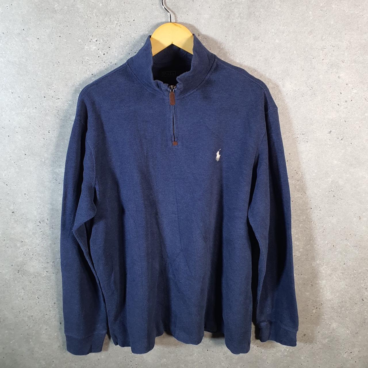 Vintage Ralph Lauren Polo 1/4 Zip Sweatshirt Men’s Large Navy Blue Pullover Pony C8841
