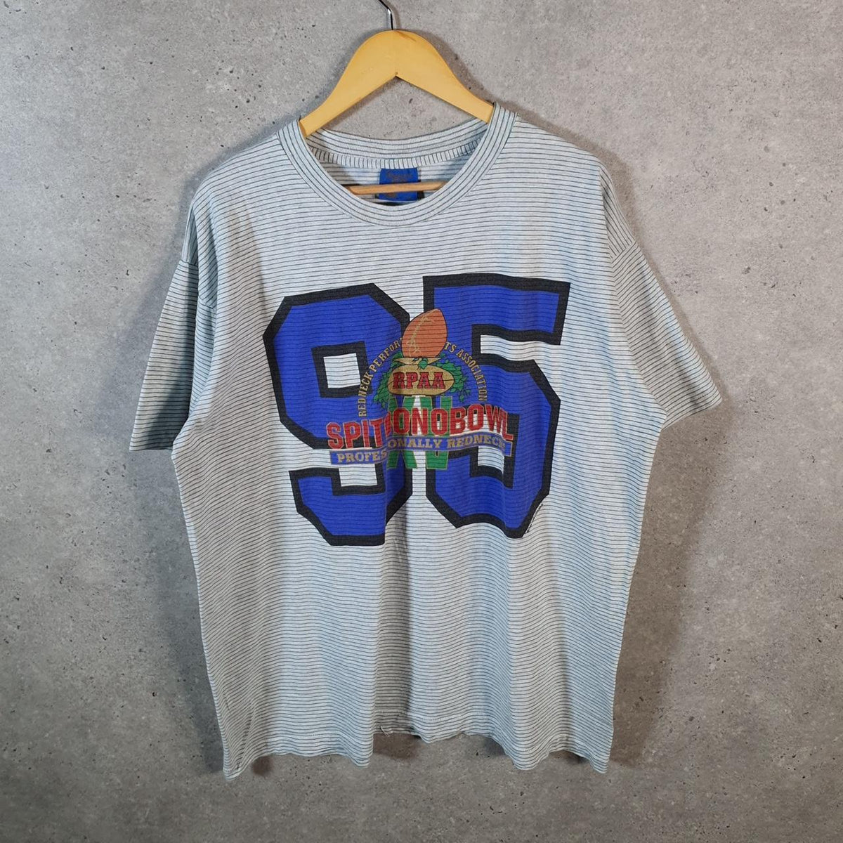 Vintage Tennessee River Stumpbowl 1995 CNA USA Single Stitch T Shirt Men’s XL Striped