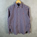 Vintage Ralph Lauren Button Down Shirt Men’s Medium Blue Striped Classic Fit Pony