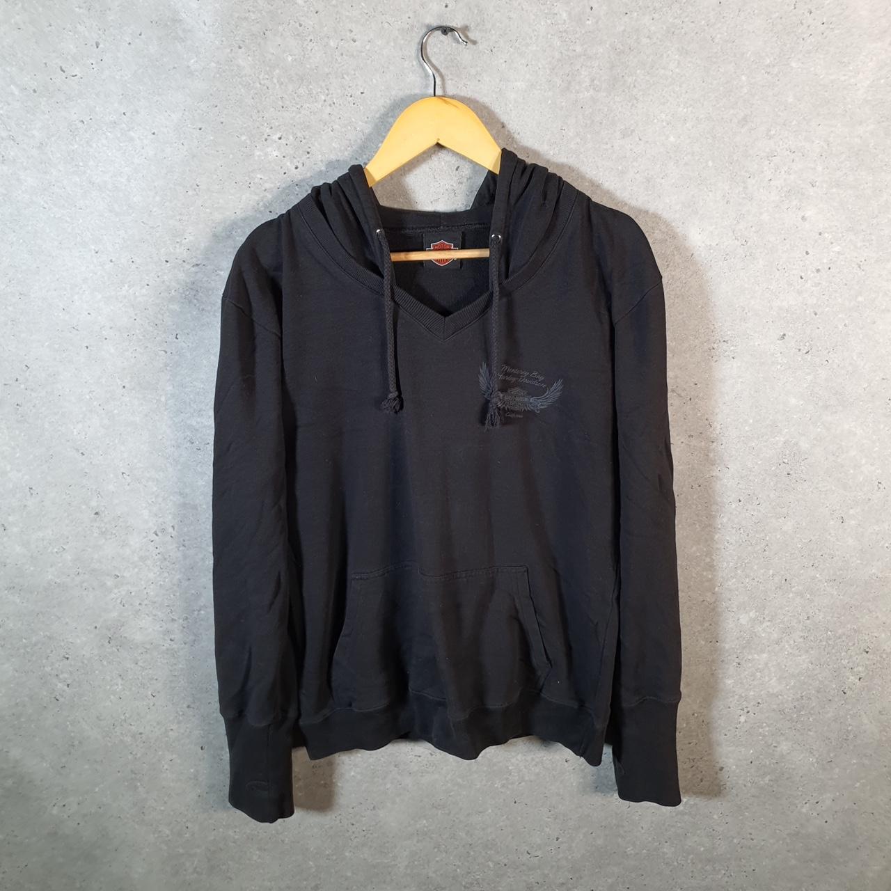 Vintage Harley Davidson Angel Wings California Monterey Bay Hoodie Womens XL Black