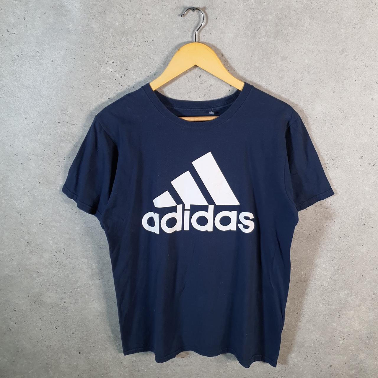 Vintage Adidas Go To Tee T Shirt Men’s Medium Navy Blue Three Stripes Logo Athletic