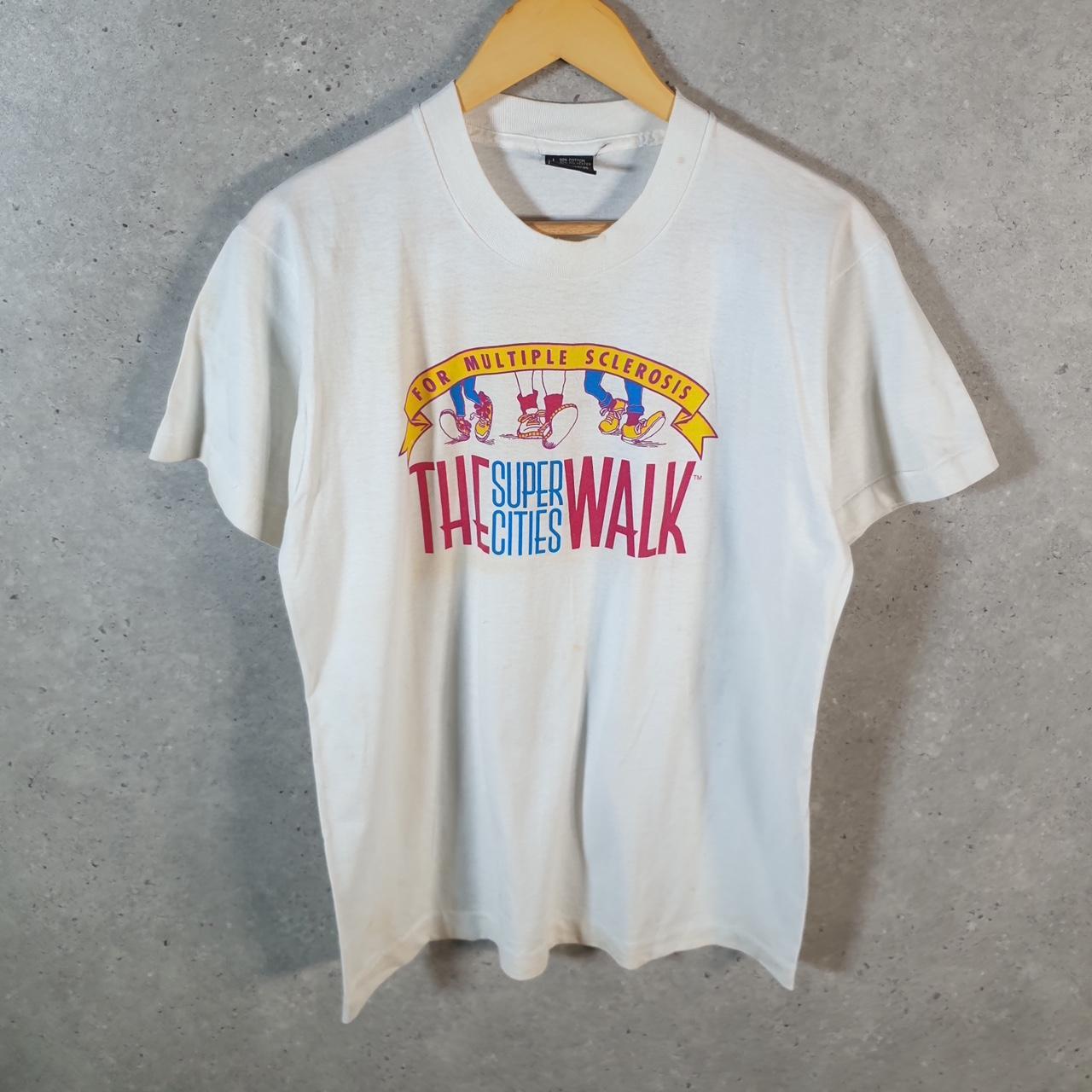 Vintage Screen Stars Super Cites Walk Multiple Sclerosis 90s USA Single Stitch T Shirt Men’s Large White