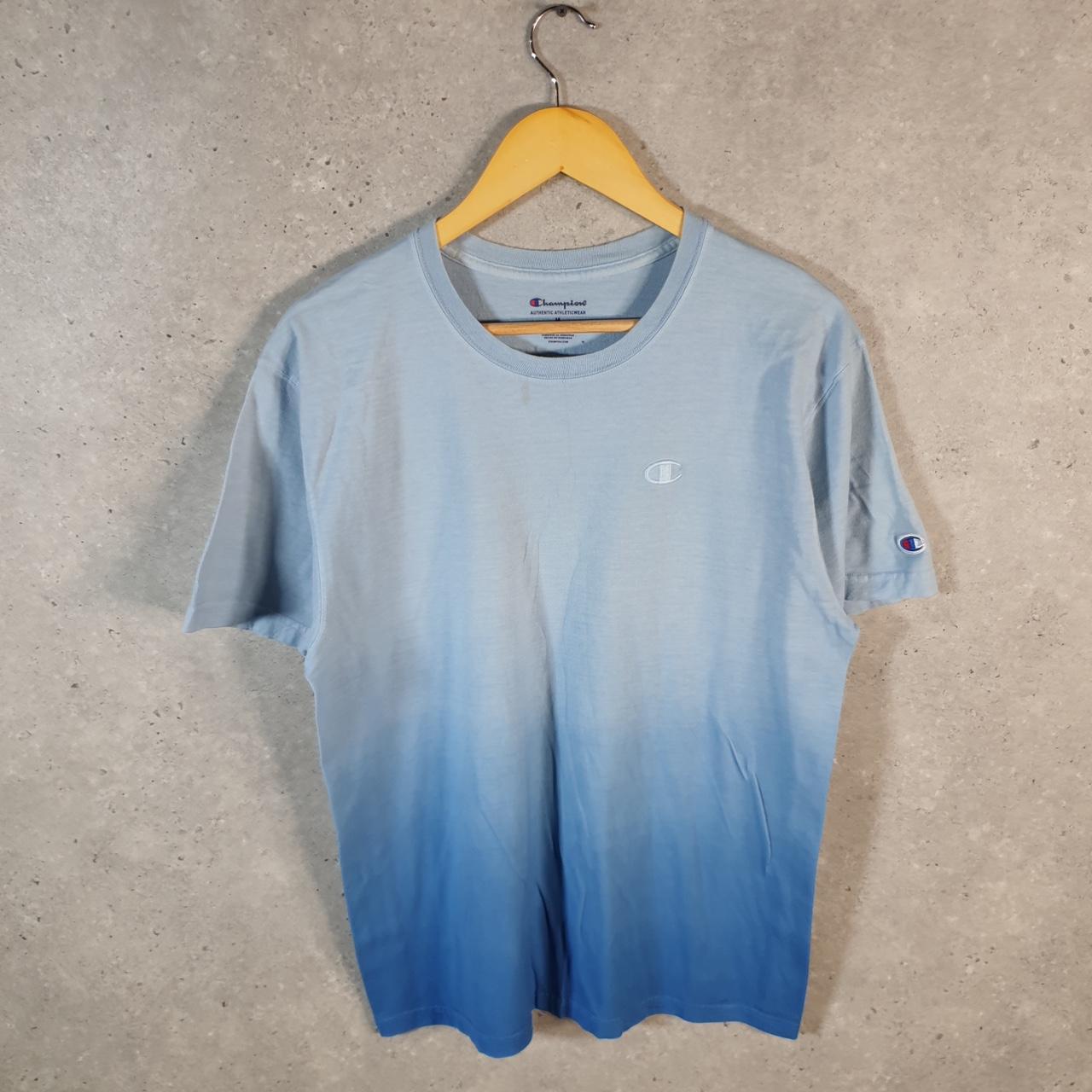 Vintage Champion Spellout Logo T Shirt Mens Medium Blue USA Athletic