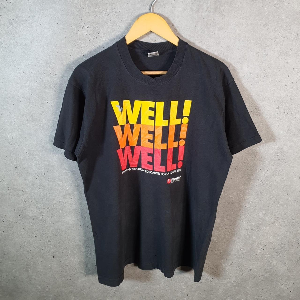 Vintage Fruit of the Loom Vought aircraft Company 90s USA Single Stitch T Shirt Men’s Large Black C9538