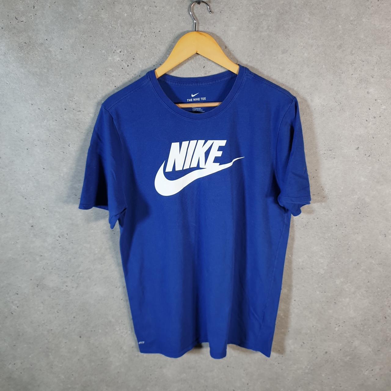 Vintage Nike Spellout Club Dri Fit T Shirt Men’s Large Blue Logo Swoosh Athletic