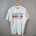 Vintage Fruit of the Loom Captain Dad 90s USA Single Stitch T Shirt Men’s Large White C9452