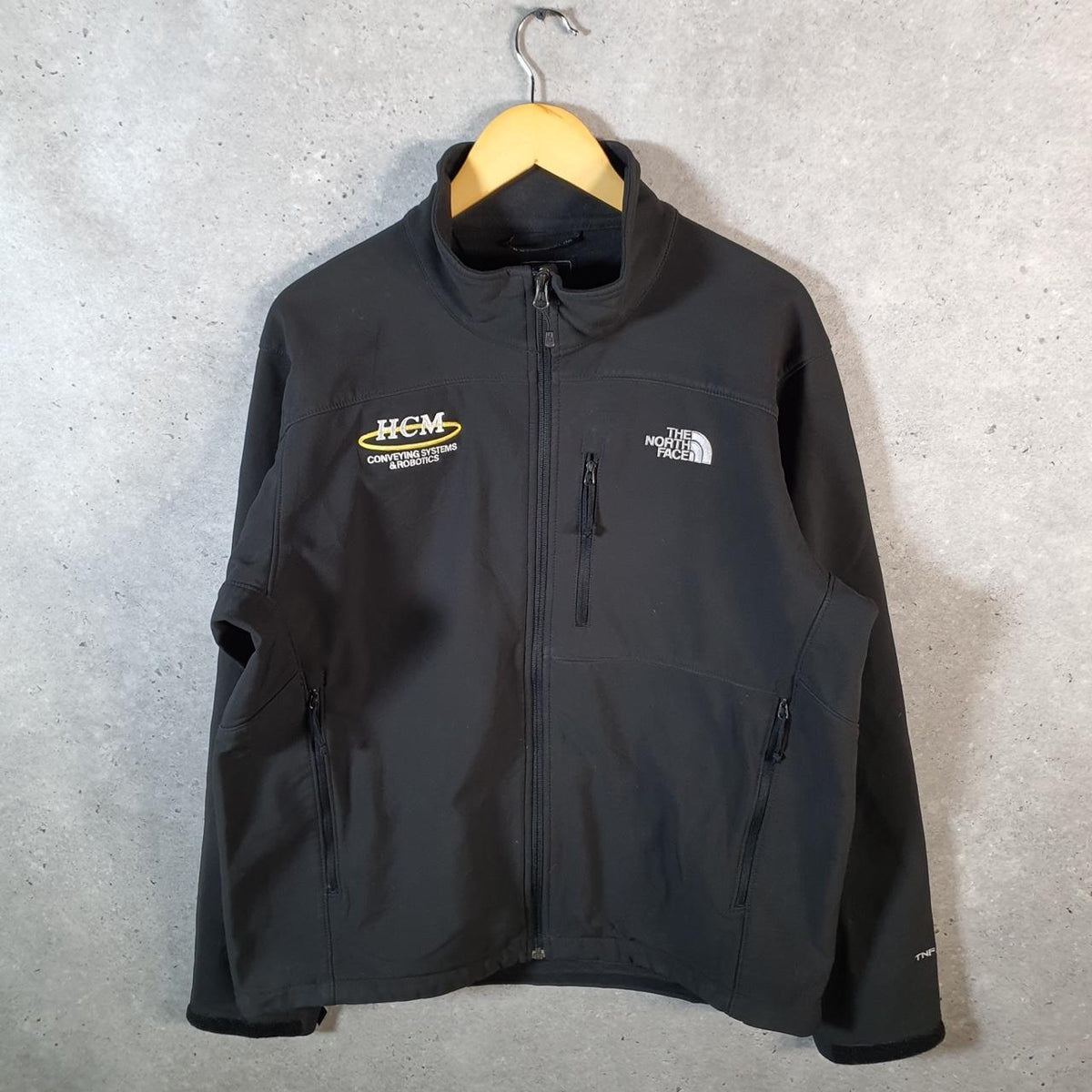 Vintage The North Face TNF Apex Shell Jacket Mens Large Black Logo Full Zip Winter